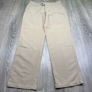 Vintage Issey Miyake Mens Khaki Flat Front Straight Work Trouser Pants Size 3